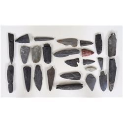 25 Aleut Stone Arrowheads and Bird Points 1" L. - 2 1/2" L.