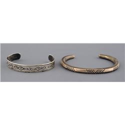 Early Navajo Silver Bangle with Stamped Design 48 GMS 5 3/4" L. 1/4" W. 1 1/4" W. Gap  Good Conditio