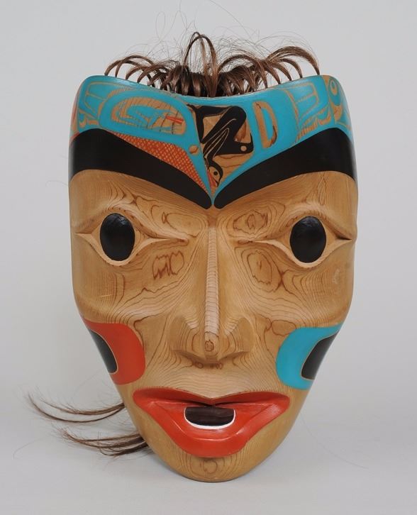 Haida Mask of a Woman with Labret by Randy Pryce and Jaada Hoanas and