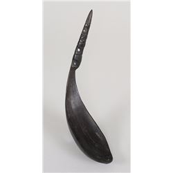 19TH C. Northwest Coast Horn Spoon with Figural Handle 7 1/2" L. 1 5/8" W.  Good Condition