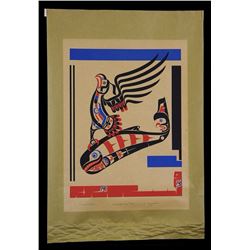 Ron Hamilton Serigraph "Kwatyaht & Teetskin" 34/75  24"x 31"  Fair Condition