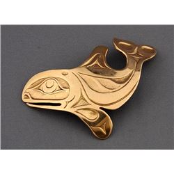 Northwest Coast 14K Gold Killer Whale Pendant by Richard Krentz 15 GMS 2" L. 1 3/4" H.  Good Conditi