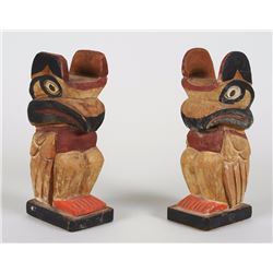 Pair of Carved Thunderbird Bookends 6 1/2" H.  Good Condition