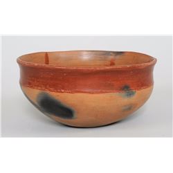 Classic San Juan Pueblo Traditional Pottery Food Bowl with Spalling 8" D. 3 1/2" H.  Good Condition