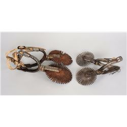 Two Pairs of Spurs 7 1/2" H. and 9" H.  Both in Good Condition