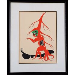 Art Thompson Cedar Man Serigraph 1976  23 1/2"x 29 1/2" Framed  Good Condition