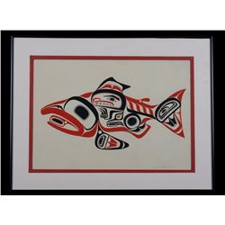 Bill Reid Salmon Print Signed Bill Reid 1974  20"x 26"  Good Condition