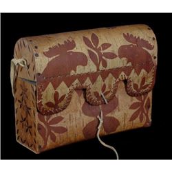 Plains Birch Bark Document Case with Decorative Design 11 3/4" L. 4" W. 9 1/2" H.  Good Condition
