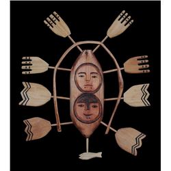 Yup'ik Spirit Wheel From Chevak, AK 17 Miles East of Hooper Bay 17" H. 15" W.  Good Condition