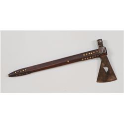 Plains Pipe Tomahawk with Brass Tacked Haft 12 1/2" L. 5 1/2" W.  Good Condition