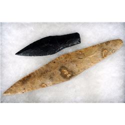 Two Stone Knives 6 1/4" L. and 12" L.