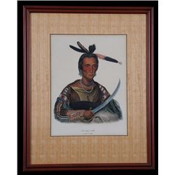Sioux Chief To Ka Con Hand Colored Lithograph From McKenney & Hall Book "History of the Indian Tribe