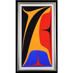 Robert Davidson Abstract Serigraph 77/100  2012  25"x 45" Framed  Good Condition