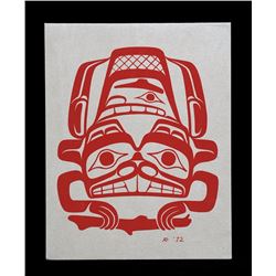 Robert Davidson Beaver Print Card  1972  5 5/8"x 7 1/8"  Good Condition
