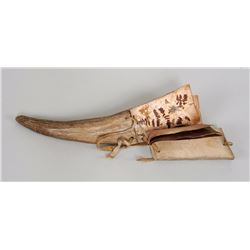 Athabaskan Antler Story Board with Birch Bark Pages ca. 1900  13" L. NOT ALLOWED TO SHIP OUTSIDE CAN