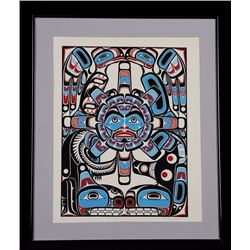 Larry Campbell Serigraph "Heiltsuk Treasure Chest" 73/175  20"x 24 1/2" Framed  Good Condition