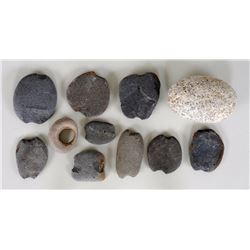 Eleven Aleut Stone Net Sinks 3/4" L. - 3 3/4" L.