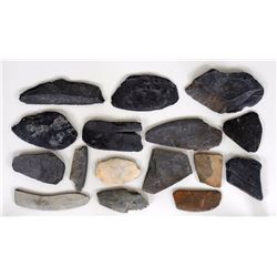 Sixteen Aleut Slate Artifacts 2 1/4" L. - 5 1/2" L.