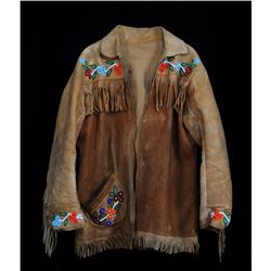 Plains Beaded Jacket with Floral Design and Fringe Size M Good Condition