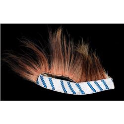 Plains Roach on Beaded Headband with Geometric Design 12" L.  Good Condition