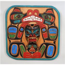 Kwakwaka'wakw Moon Mask Carved by Jimmy Joseph - Alert Bay, B.C. 24" H. 23 1/2" W.  Fair Condition