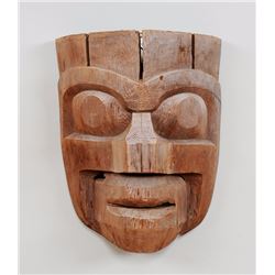 Northwest Coast Mask Cut Off a Totem 17 3/4" H. 13 3/4" W. As Is