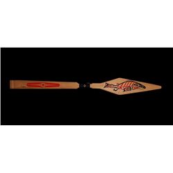 Heiltsuk Paddle Painted with Spawning Salmon Design 49 3/4" L. 5 3/4" W.  Good Condition