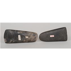 Two Northwest Coast Stone Adze From the E. Stendahl Collection 5" L. 2 1/4" W. and 4 1/4" L. 2" W.