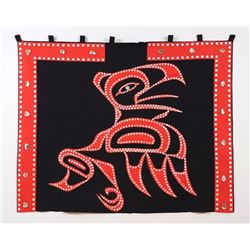 Northwest Coast Button Dance Robe with Raven Design 43"x 53"  Good Condition
