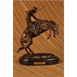 Bronco Buster White Bronze Sculpture on marble base