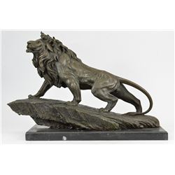Extra Large Wild African Lion On Prowl Wildlife Safari Bronze Sculpture