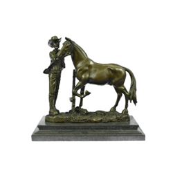 decorative heavy bronze sculpture on marble base