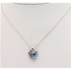 #4-STERLING SILVER SIMULATED AQUAMARINE HEART