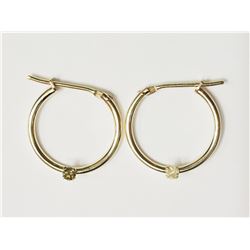 #7-10KT YELLOW GOLD DIAMOND HOOP EARRINGS