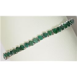 #8-STERLING SILVER EMERALD ADJUSTABLE BRACELET