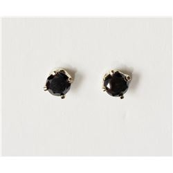 #10-14KT YELLOW GOLD BLACK DIAMOND EARRINGS