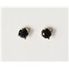 Image 1 : #10-14KT YELLOW GOLD BLACK DIAMOND EARRINGS