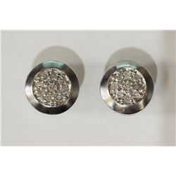 #12-STERLING SILVER DIAMOND EARRINGS