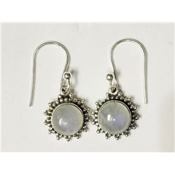 #28-STERLING SILVER WHITE OPAL EARRINGS