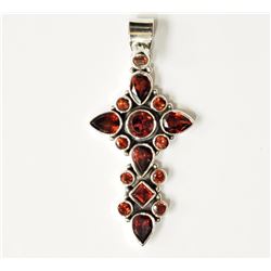 #32-STERLING SILVER GARNET PENDANT