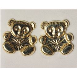 #34-14KT YELLOW GOLD TEDDY BEAR EARRINGS