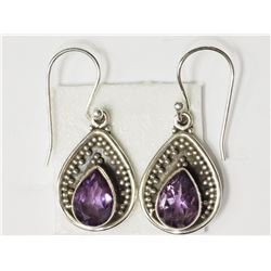 #42-STERLING SILVER AMETHYST EARRINGS