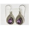 Image 1 : #42-STERLING SILVER AMETHYST EARRINGS