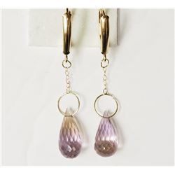 #48-10KT YELLOW GOLD QUARTZ EARRINGS