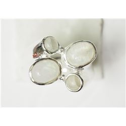 #49-STERLING SILVER RING WHITE OPAL