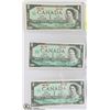 Image 1 : THREE 1867-1967 UNCIRCULATED CANADIAN $1 NOTES