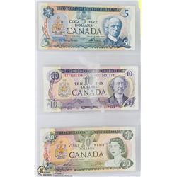 BRILLIANT COLOR CANADA BANKNOTE 3 SET
