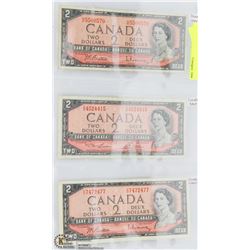 1954 3 NOTE $2 POKER HAND SET