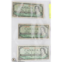 THREE 1954 CANADIAN $1 REPLACEMENT NOTES