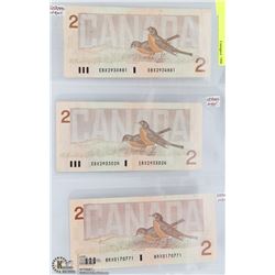 $2 REPLACEMENT NOTE SET OF 3 1986